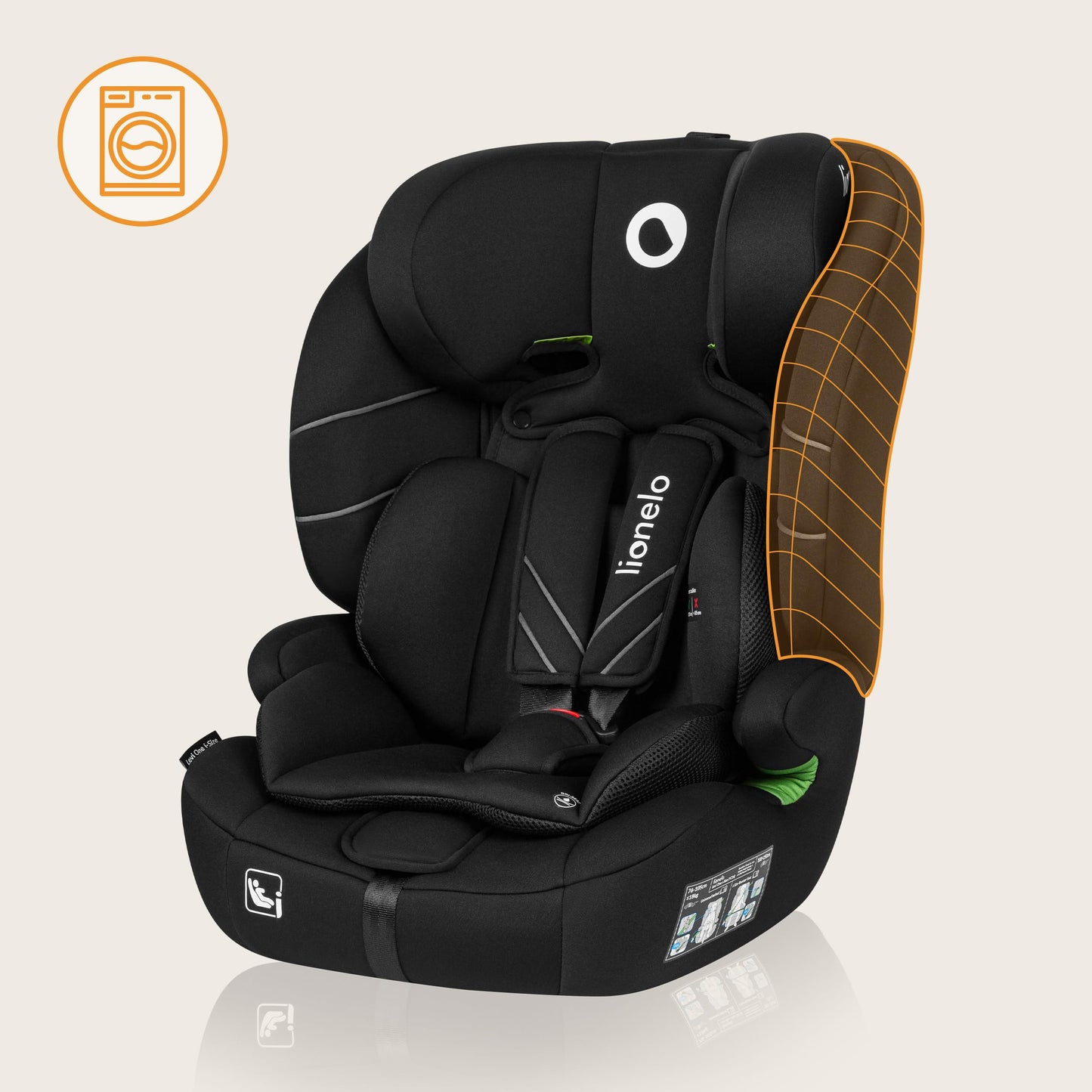 Lionelo Levi One i-Size turvatool 76-150 cm, must Carbon, R129