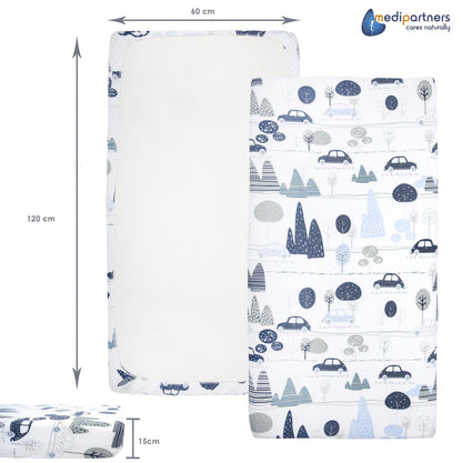 Medi Partners 3-osaline beebivoodi lina komplekt, 60 × 120 cm, 100% puuvill