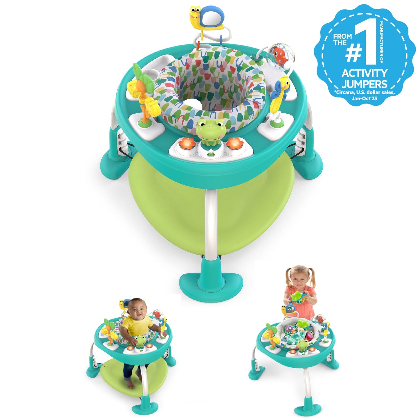 Bright Starts Bounce Bounce Baby 2-ühes hüppetool ja mängulaud, Playful Pond, 6+ kuud