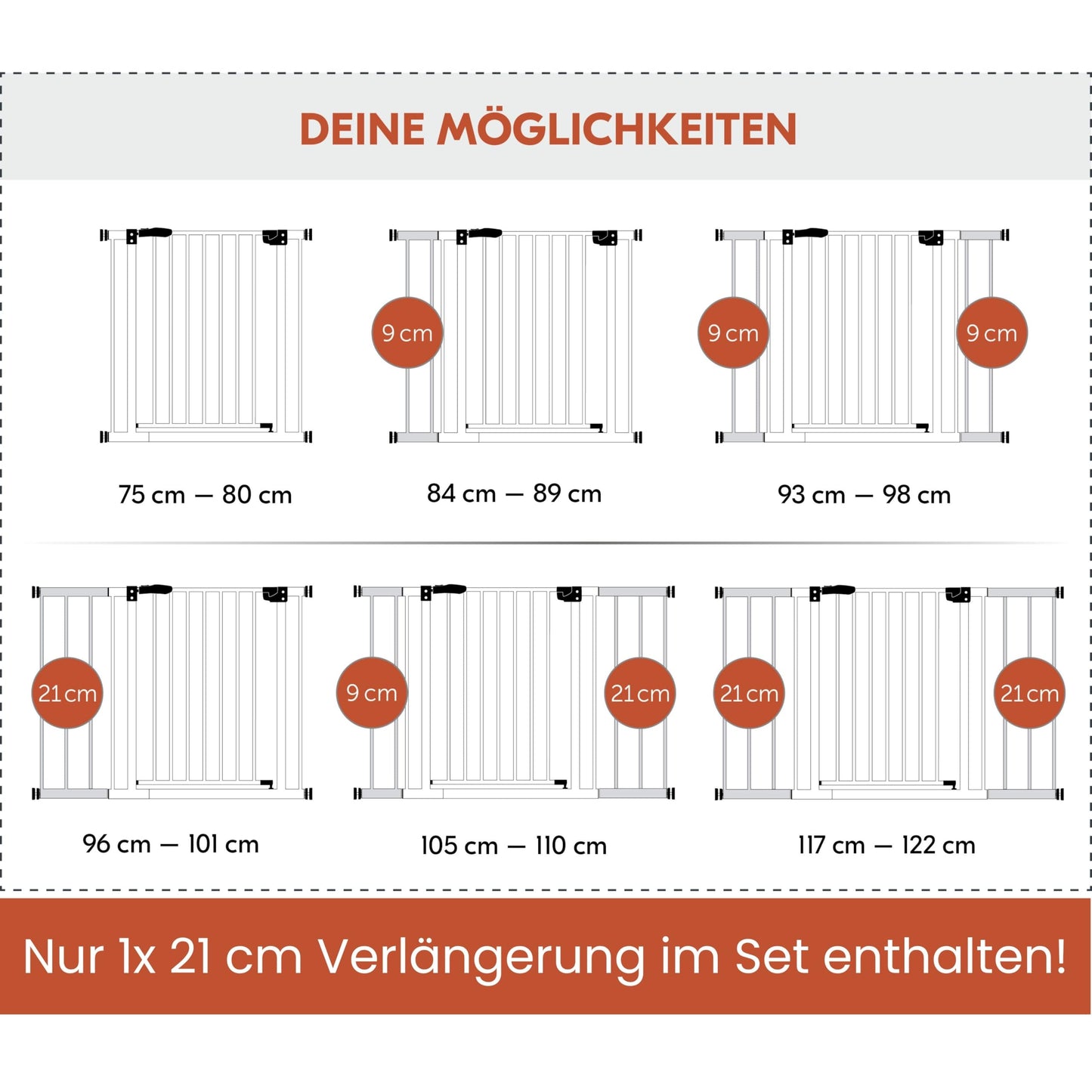 hauck Clear Step Autoclose 2 turvavärav 21 cm pikendusega, valge, 96-101 cm, 77 cm, ilma puurimiseta