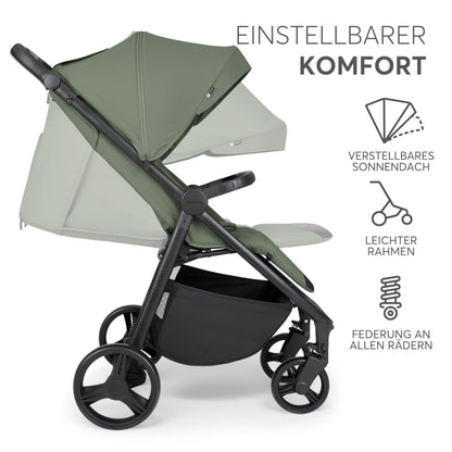 Kikkaboo reisikäru Urban, roheline, alates sünnist kuni 22 kg, kokkupandav, lamamisasendiga