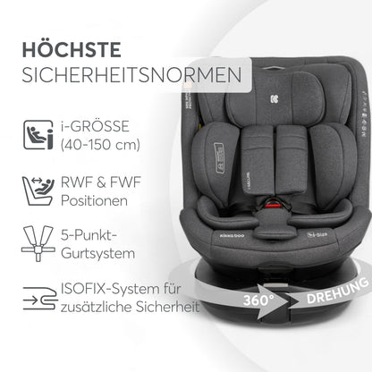 KikkaBoo i-SECURE 360° pöörlev turvatool 0–36 kg / 40–150 cm, tumehall