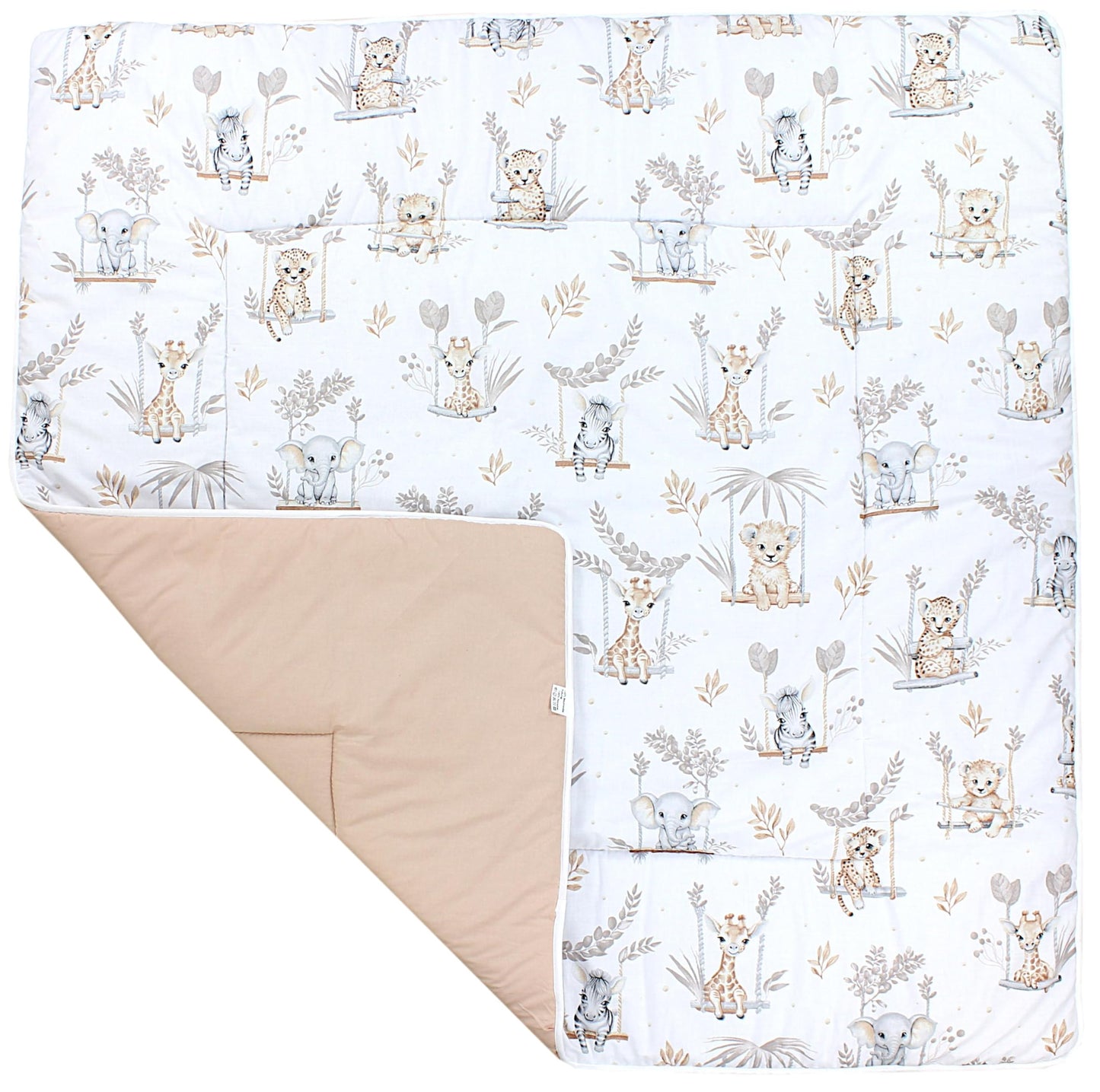 TupTam pehme XXL mängumatt beebile 120 × 120 cm – Safari Swing Beige