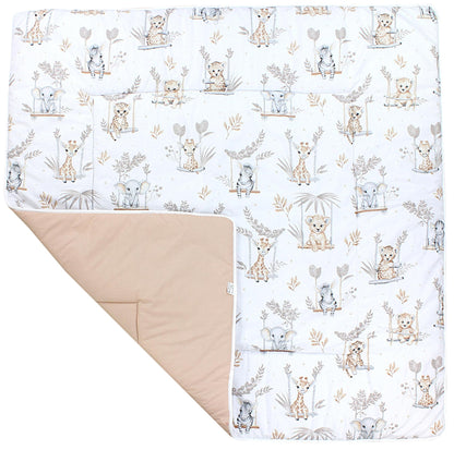 TupTam pehme XXL mängumatt beebile 120 × 120 cm – Safari Swing Beige