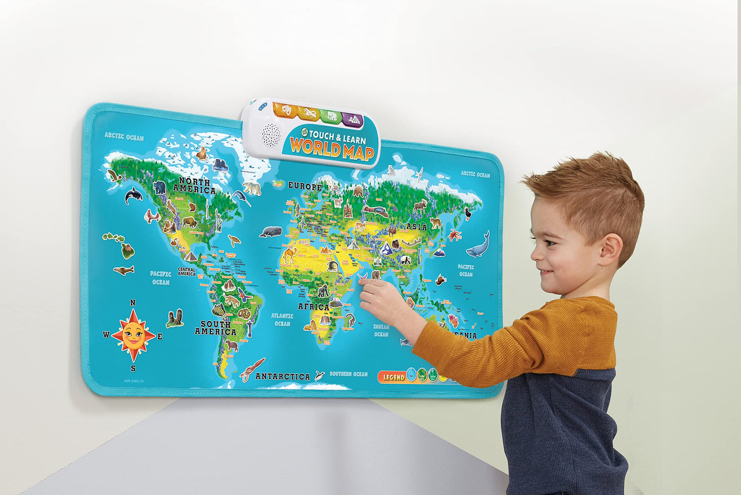 LeapFrog interaktiivne maailmakaart lastele, 200 puutepunkti ja 1000+ faktiga