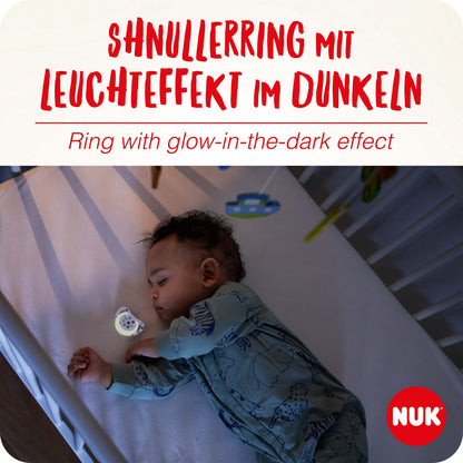 NUK Star Day &amp; Night lutt 18-36 kuud, sinine, 4 tk, lehtefektiga
