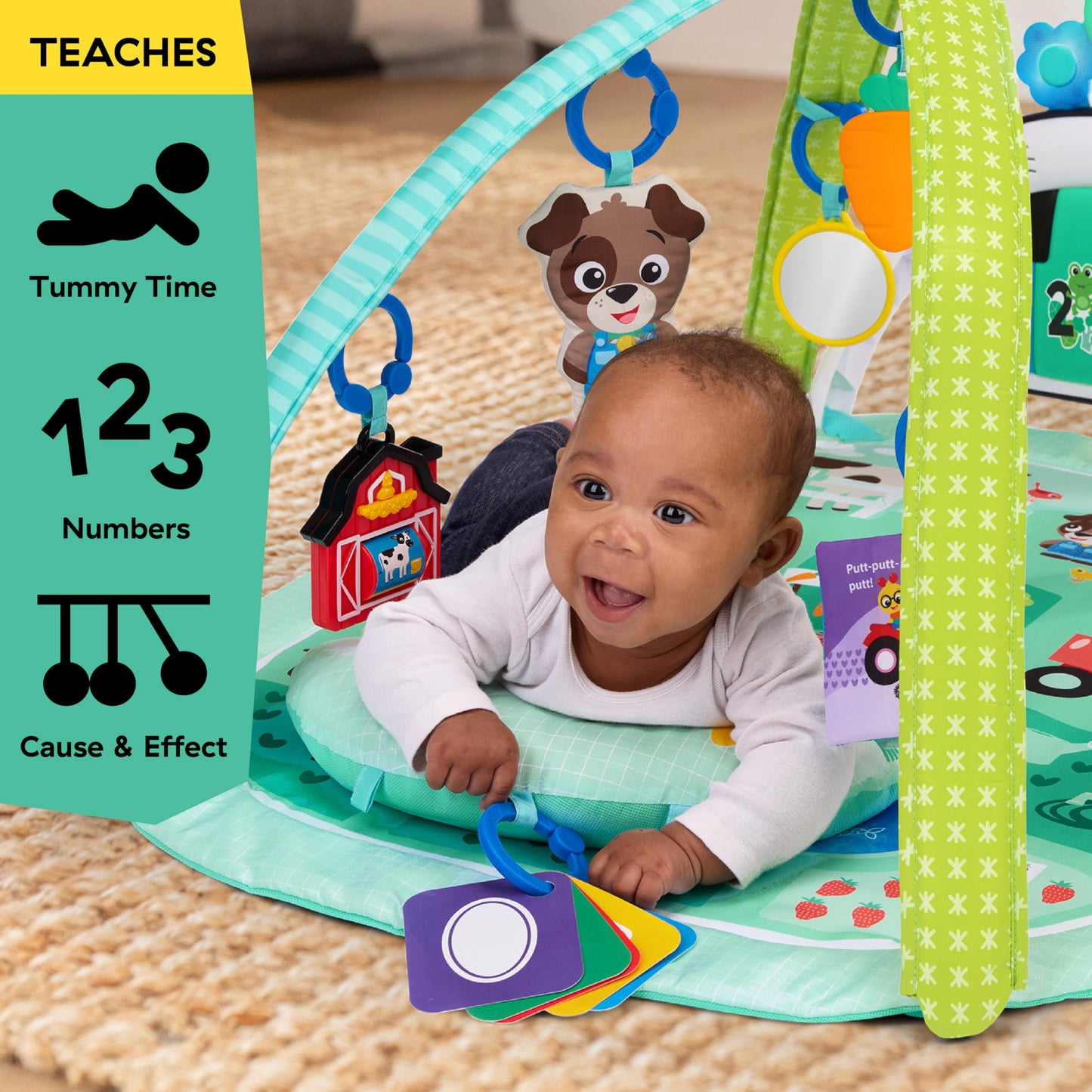 Baby Einstein Kickin Tunes Farm Explorers 4-ühes mängumatt klaveriga, roheline