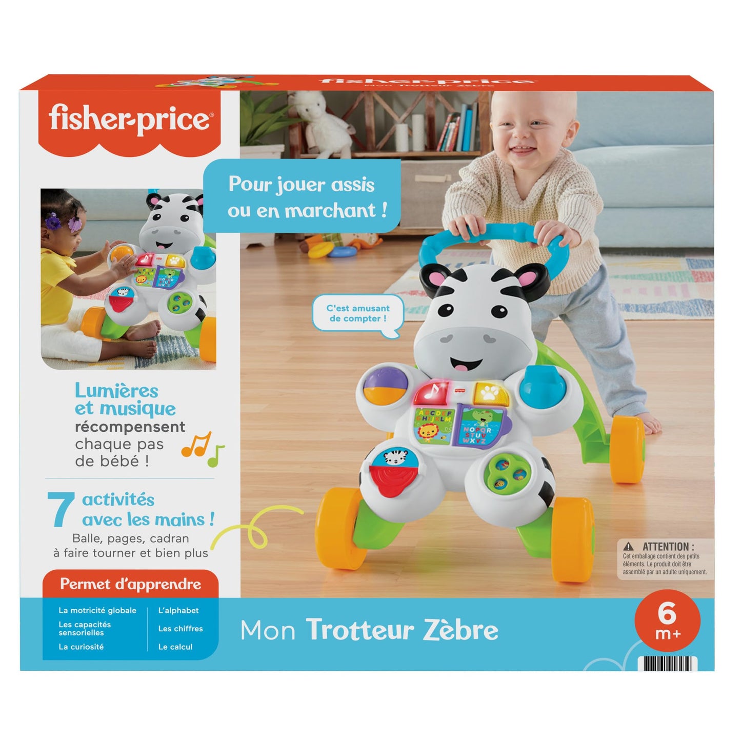 Fisher-Price Learn with Me Zebra käimistugi, muusikaline tegevusmänguasi, alates 6 kuust