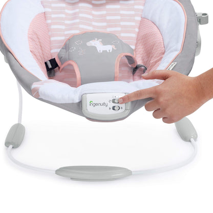 Ingenuity beebikiik Soothing Bouncer - Flora The Unicorn vibratsiooni ja helidega – 0–6 kuud, kuni 9 kg