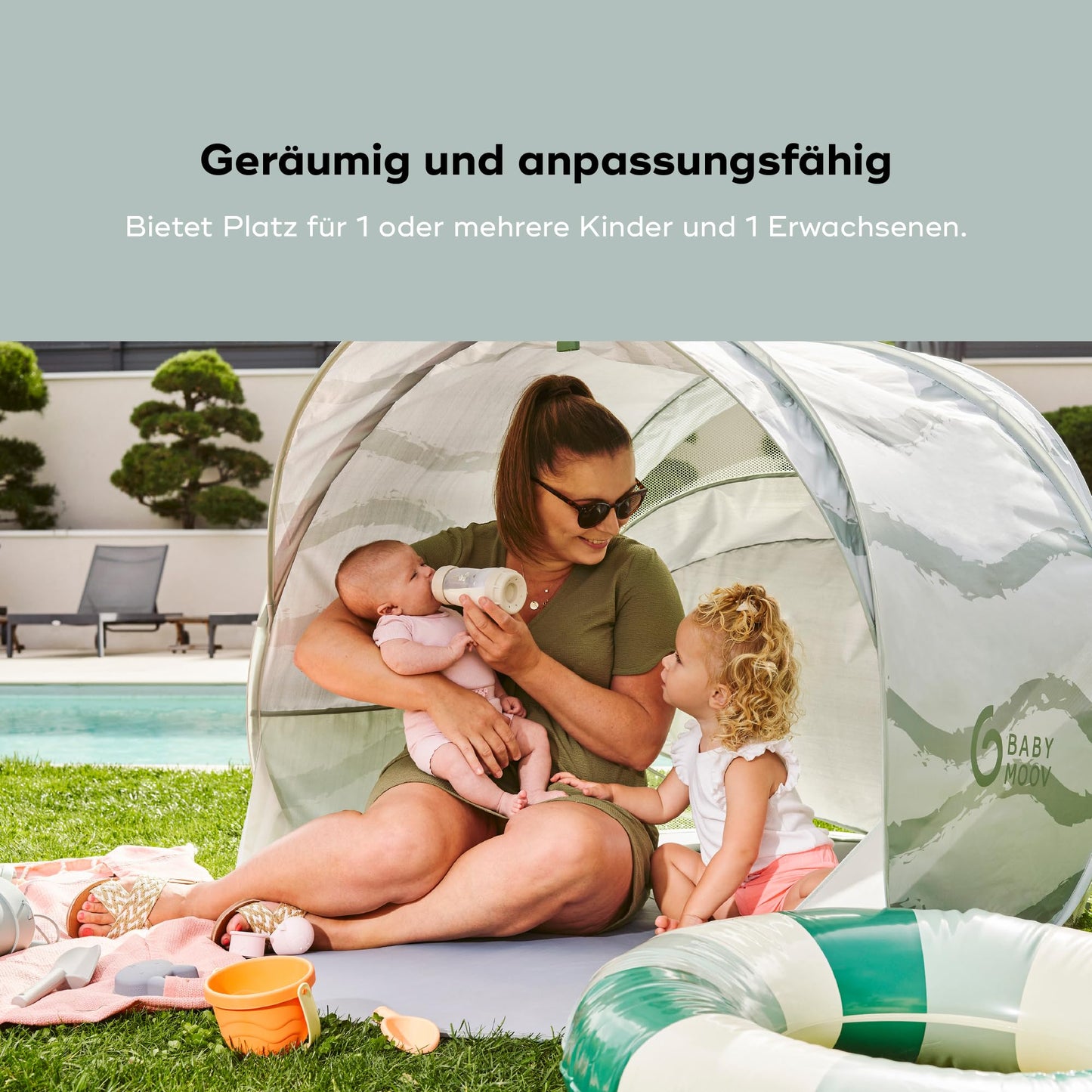 Babymoov rannatelk Moov & Protect UV 50+ pop-up, roheline, 91 x 150 x 109 cm