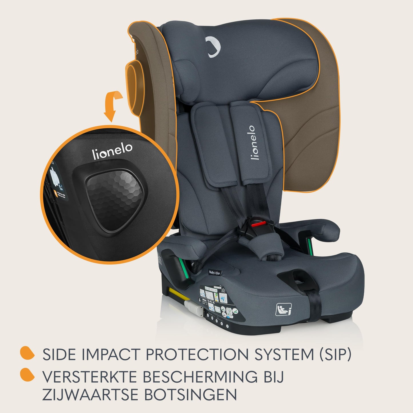 Lionelo Nelly i-Size ISOFIX turvatool 76–150 cm, kokkupandav, grafiithall
