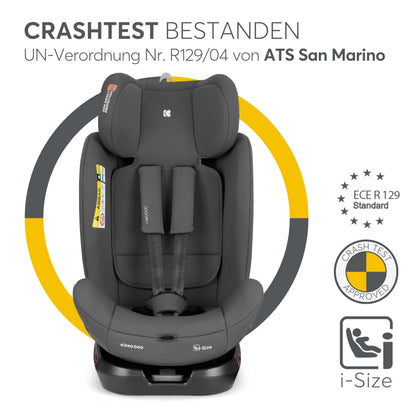 Kikka Boo turvatool i-MOOVE 2, i-SIZE, 40-150 cm, ISOFIX, 360° pöörduv, tumehall
