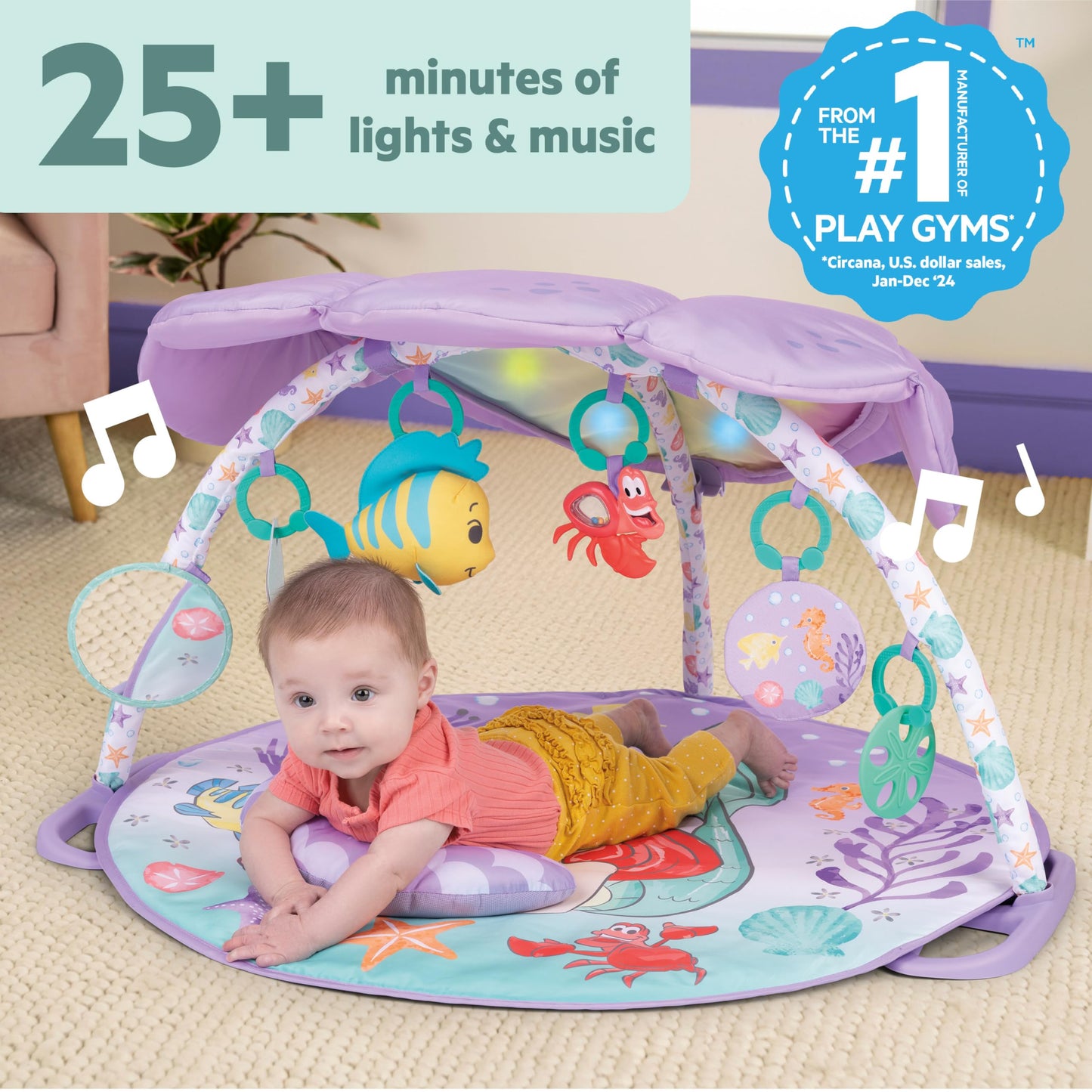 Bright Starts Disney Baby The Little Mermaid muusikaline mängumatt valgustega