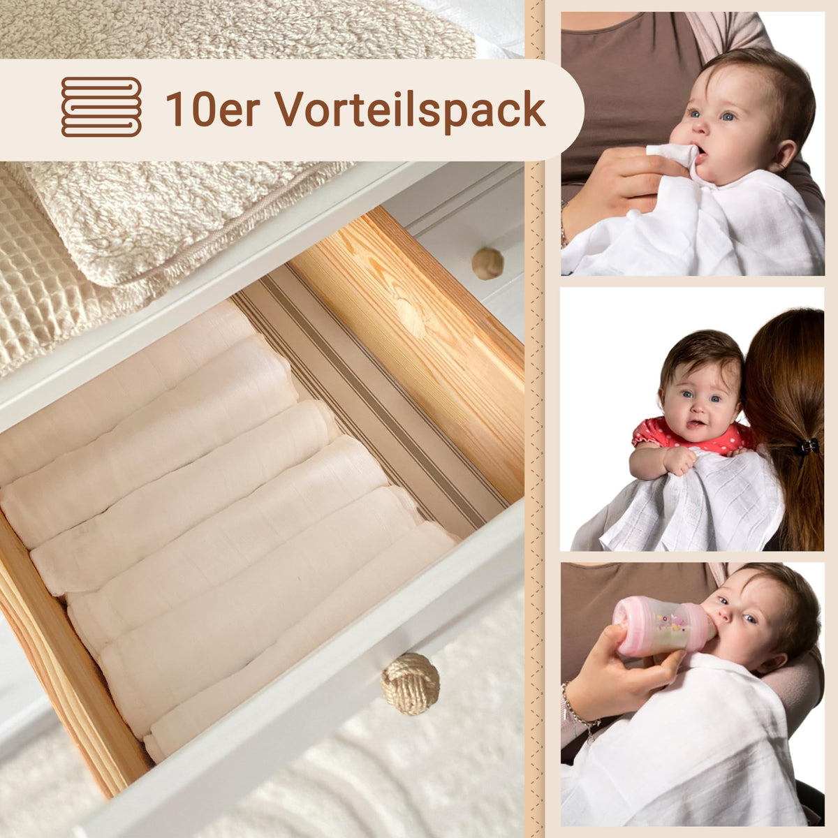 ZOLLNER musliiniliinat 10 kpl, 80 x 80 cm, valkoinen