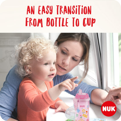 NUK Kiddy Cup joogitops, 300 ml, alates 12. elukuust, roosa, tilkumiskindel