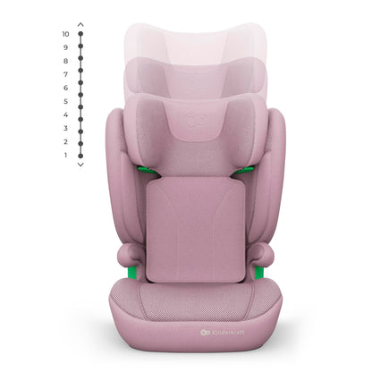 Kinderkraft JUNIOR FIX 2 PRO turvatool 100–150 cm, roosa, ISOFIX ja turvavööga kinnitatav