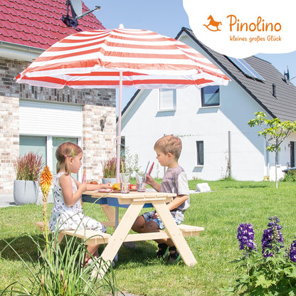 PINOLINO Matsch-Nicki 4-osaline laste istekomplekt täispuidust, muda- ja veemängulaud aeda, 2 vanniga, alates 2 aastast, 89 x 88 x 51 cm