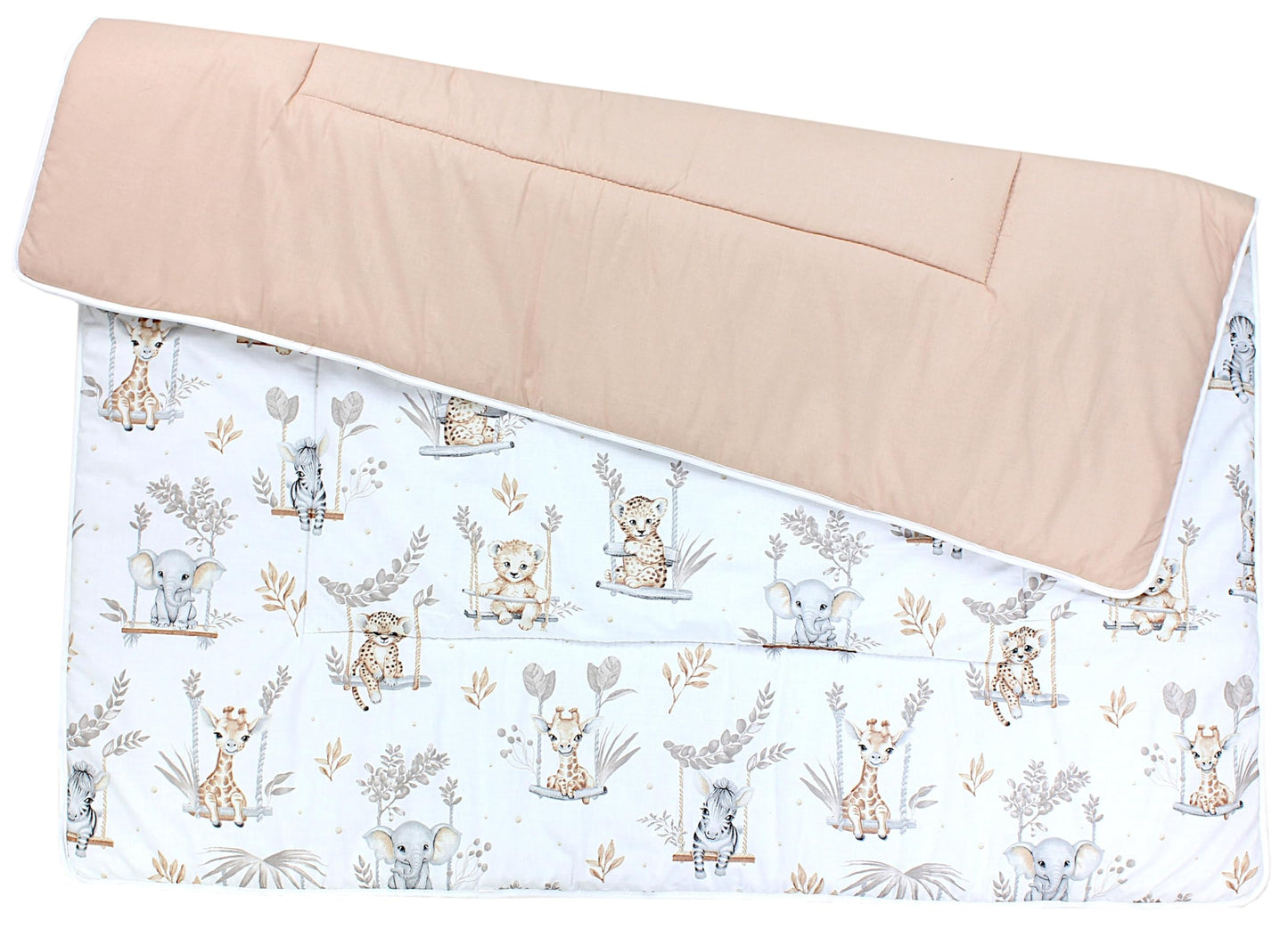 TupTam pehme XXL mängumatt beebile 120 × 120 cm – Safari Swing Beige