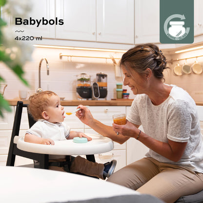 Babymoov klaasist beebitoidu säilituspurgid, 4 tk (220 ml), õhukindlad ja lekkekindlad