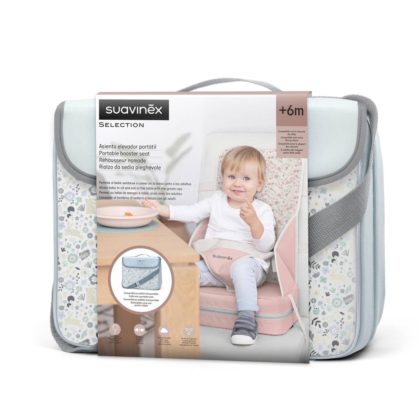 Suavinex Wonderland kaasaskantav söögitool/istmekõrgendus, 6+ kuud, sinine