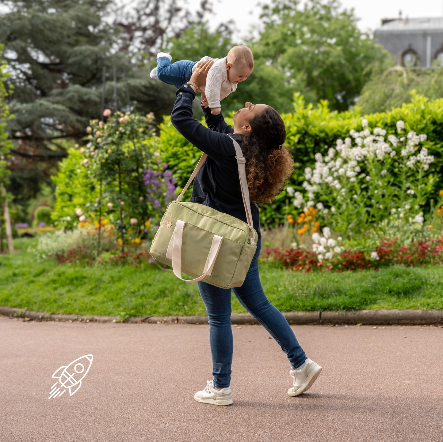 Badabulle beebitarvete kott koos mähkimisalusega, 20 L, Olive