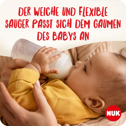 NUK Perfect Match klaasist lutipudelite komplekt, 4 tk (120 ml ja 230 ml), vikerkaar