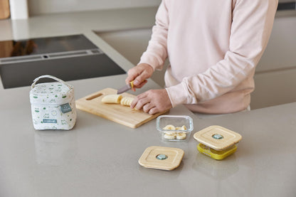 Miniland Go Ecosquare Frog komplekt: 2 klaasist toidukarpi + termokott, 210 ml