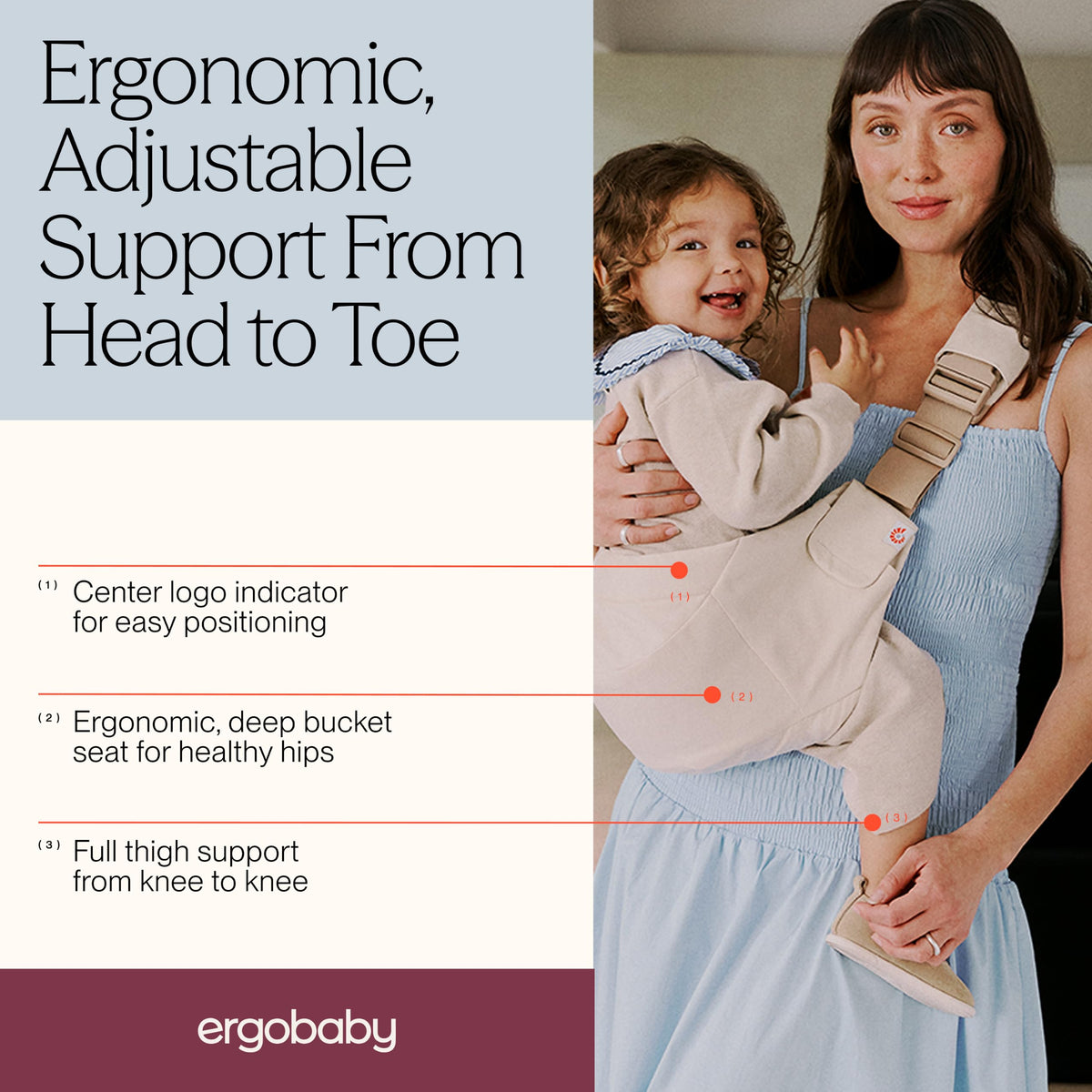 Ergobaby Upsie Sling -lantiokantoreppu, Natural Beige, 6–48 kk