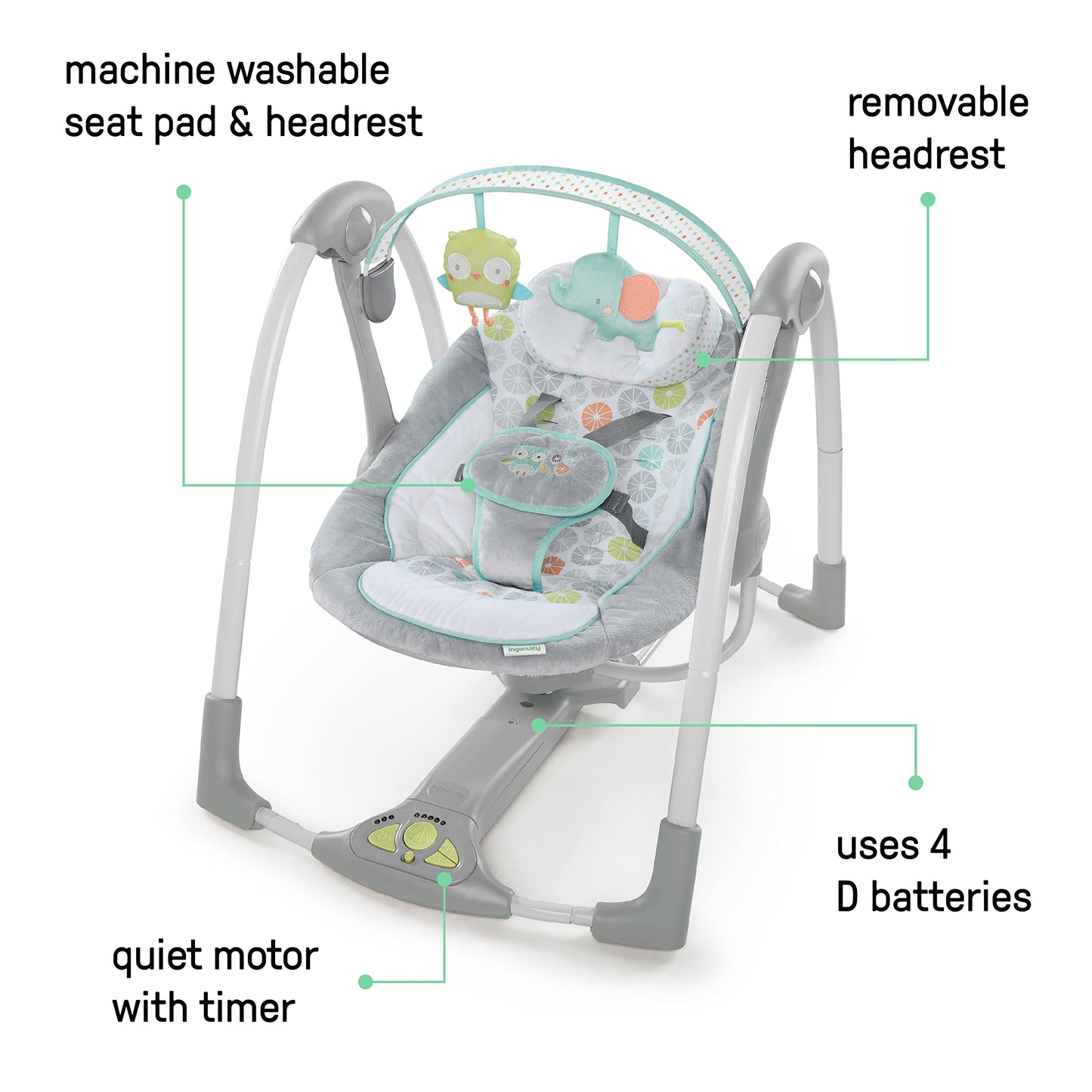Ingenuity kaasaskantav beebikiik Swing and Go, alates sünnist kuni 9 kg