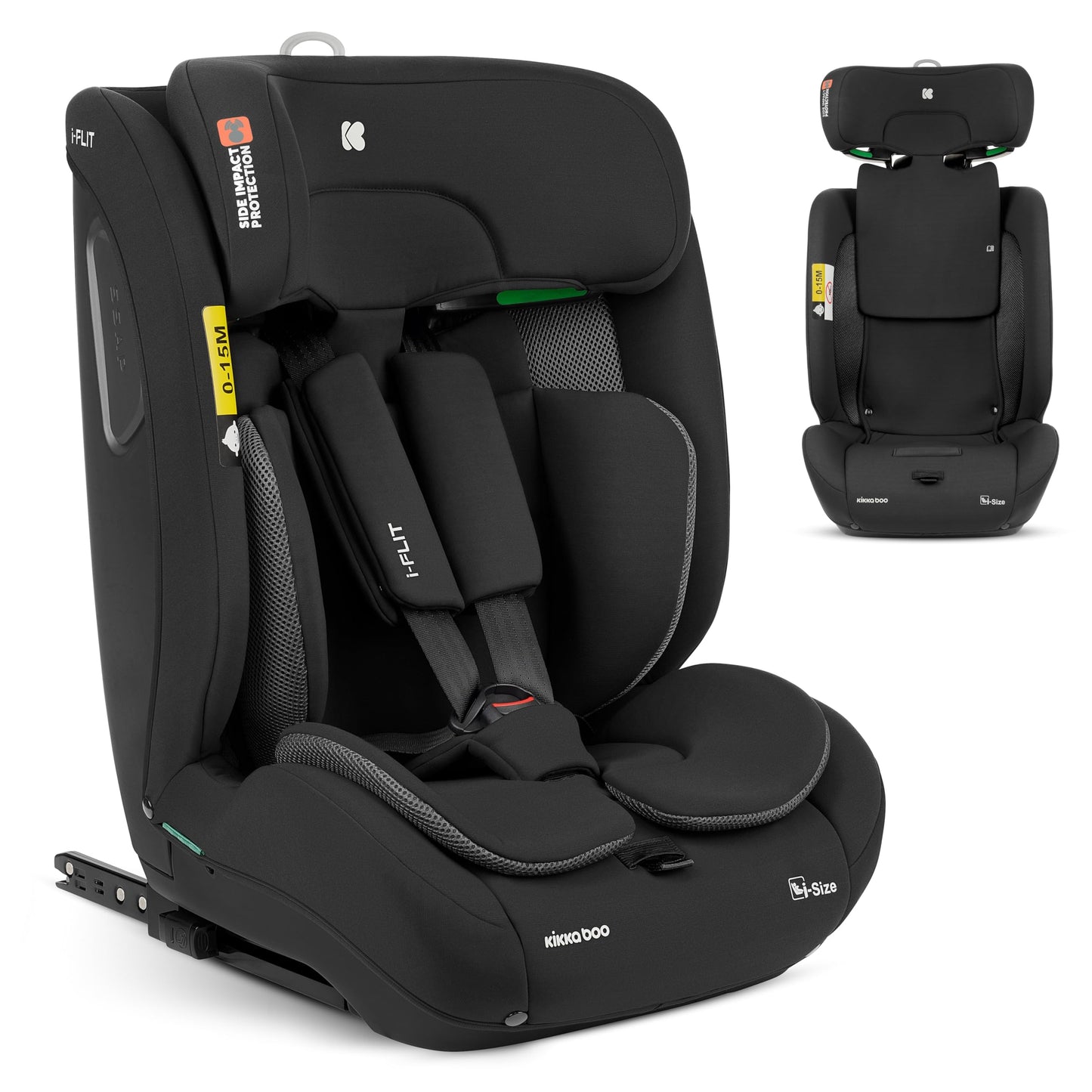 KikkaBoo i-Size i-FLIT turvatool 76–150 cm, ISOFIX, grupp 1/2/3, must