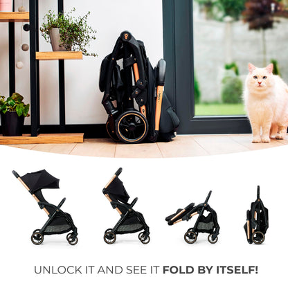 Kinderkraft APINO kerge jalutuskäru kuni 24 kg, auto-fold süsteemiga, beež