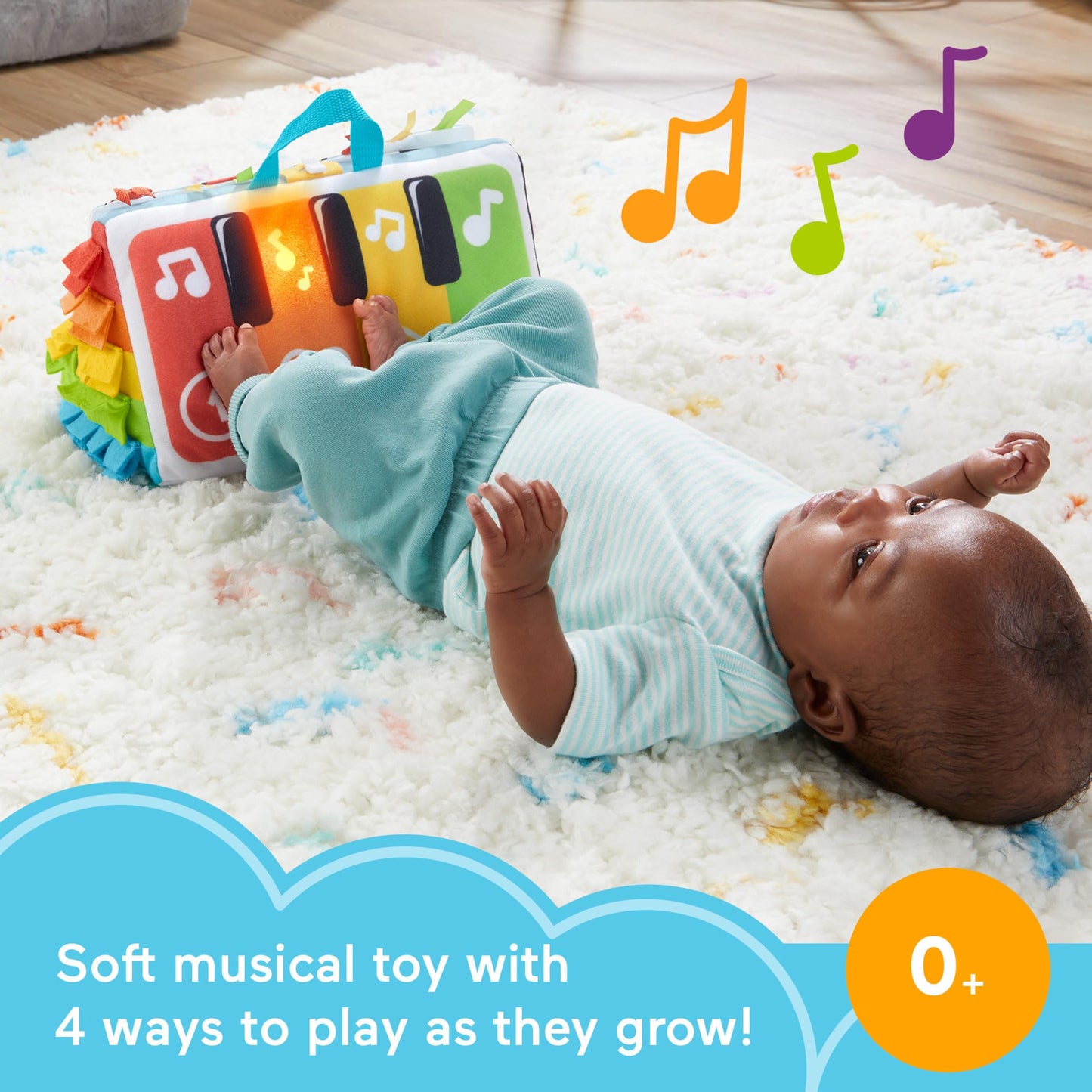 Fisher-Price Kick & Play pehme muusikaline beebiklaver tulede ja helidega, alates sünnist