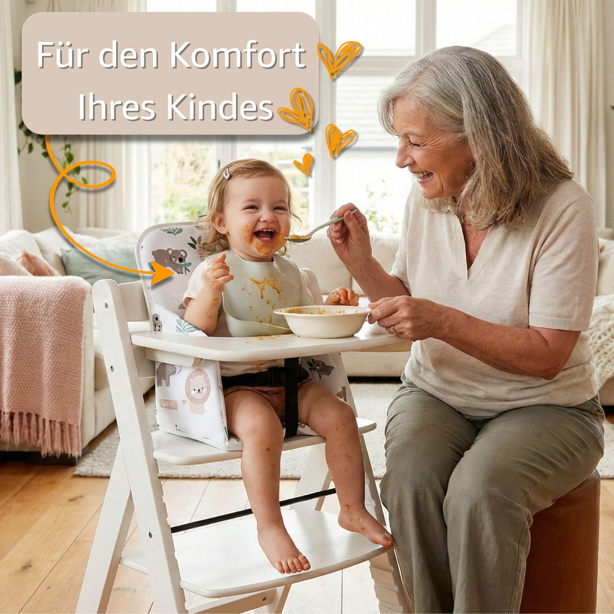 Totsy Baby istuinpehmuste syöttötuoliin, harmaa