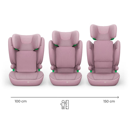 Kinderkraft JUNIOR FIX 2 PRO turvatool 100–150 cm, roosa, ISOFIX ja turvavööga kinnitatav