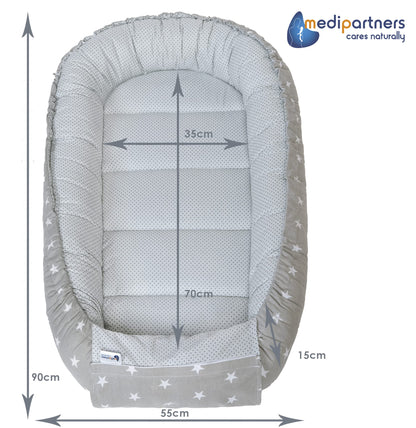Medi Partners beebipesa komplekt 5-osaline, 100 × 60 cm, puuvillane (hall/roosa)