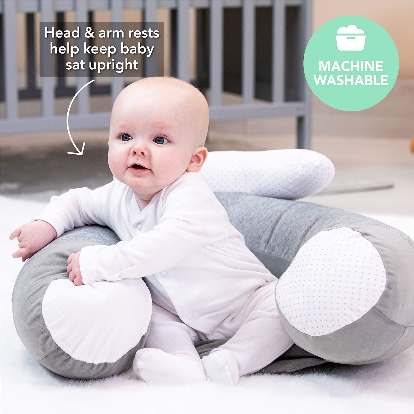 Nuby Penguin Sit-Me-Up täispuhutav iste mängualusega, 6+ kuud