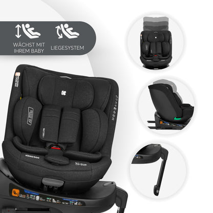 KikkaBoo i-SECURE 360° pöörlev i-Size turvatool 40–150 cm, must