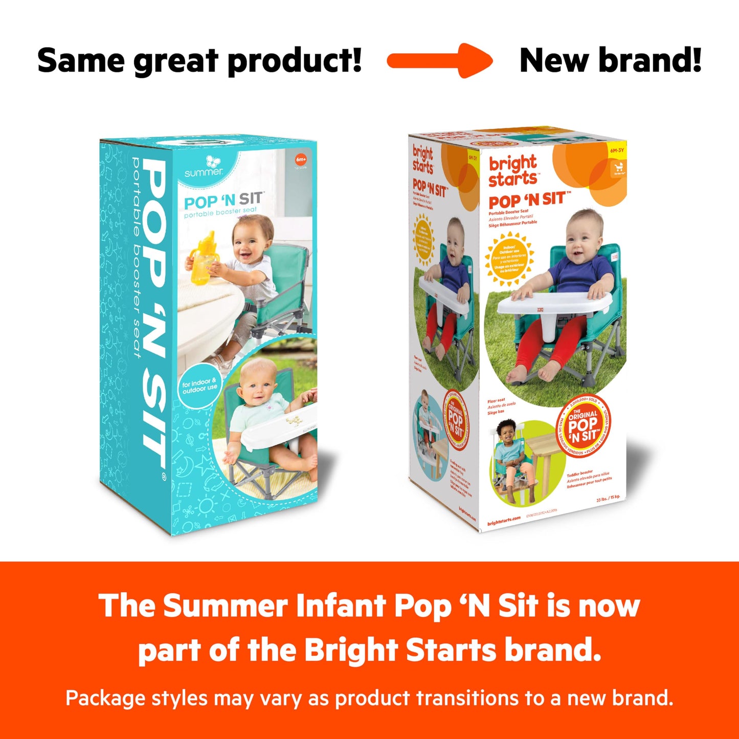 Bright Starts Pop ’N Sit kaasaskantav tool, roosa (6 kuud–3 a)