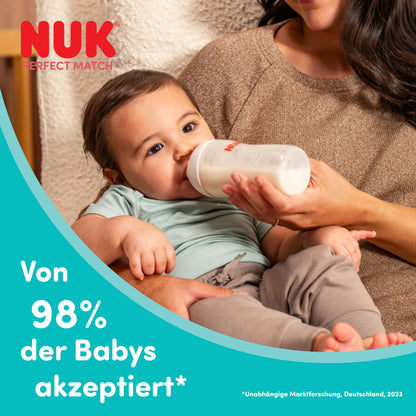 NUK Perfect Match lutipudel 0-3+ kuud, 150 ml ja 260 ml, Rainbow, 4 tk