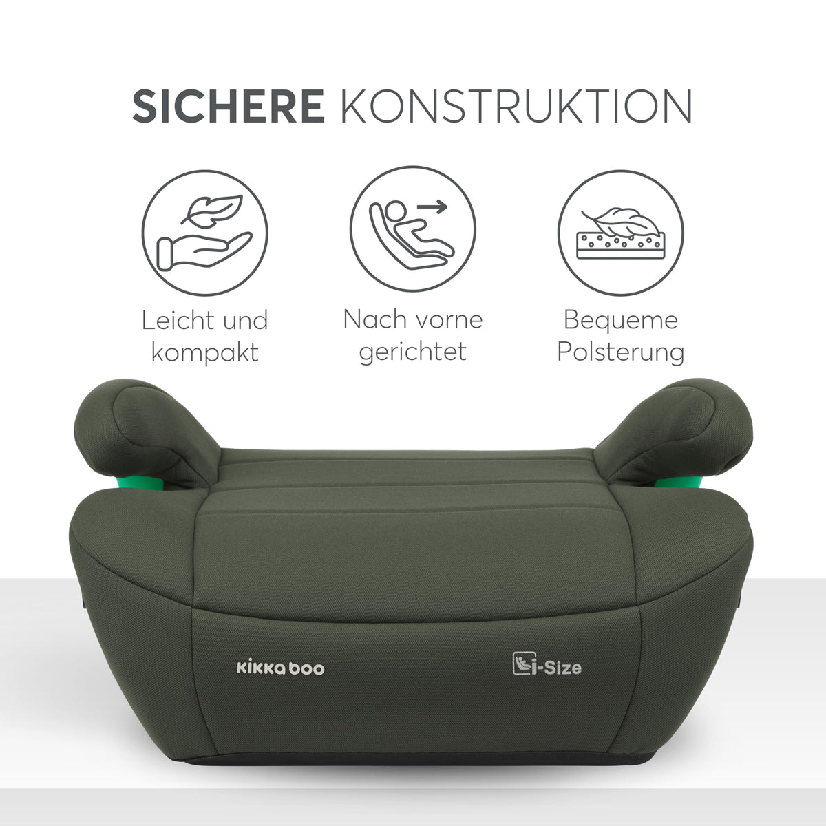 Kikka Boo i-Pop turvatooli istmekõrgendus, i-Size, ISOFIX, 22–36 kg, roheline