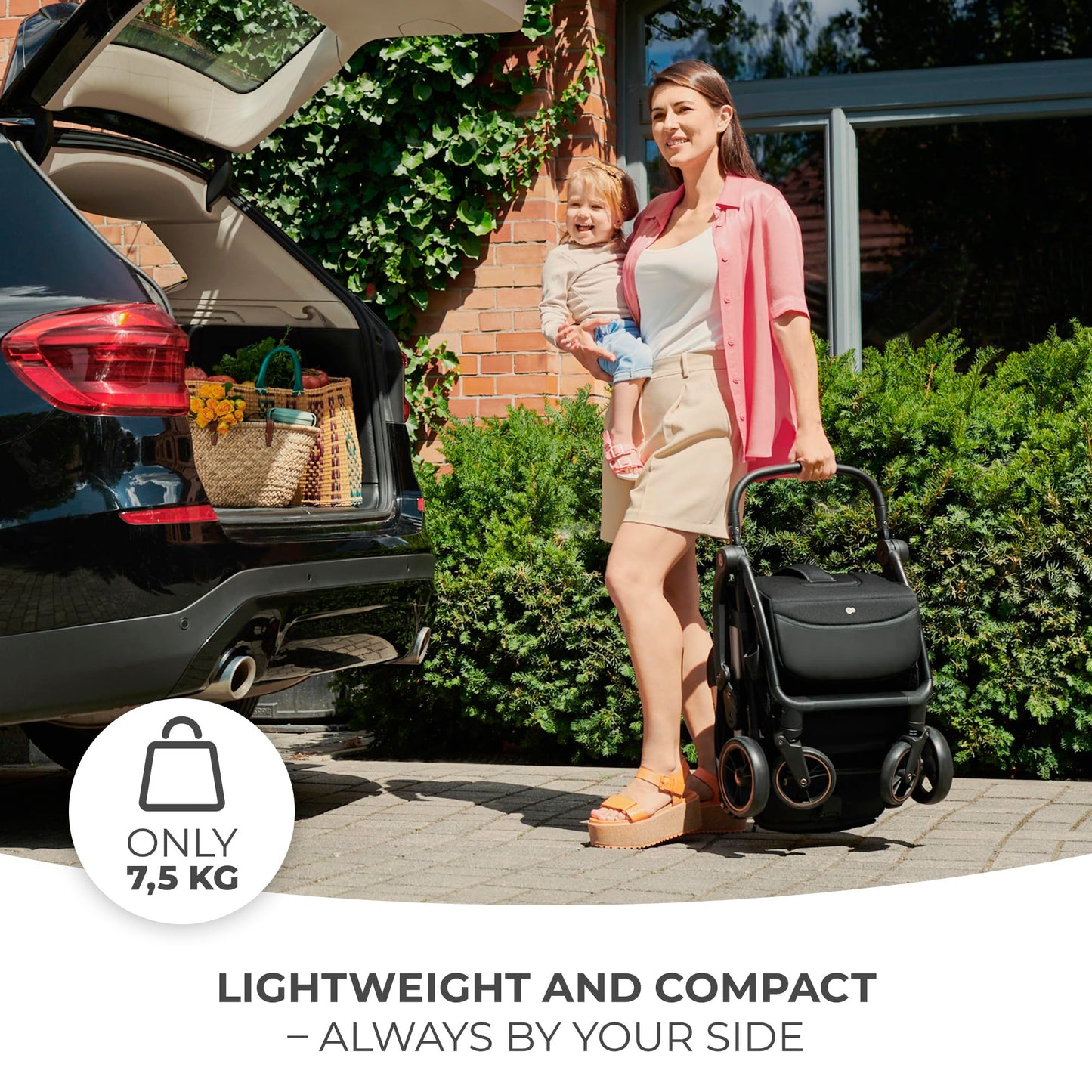 Kinderkraft APINO kerge jalutuskäru kuni 24 kg, auto-fold süsteemiga, hall