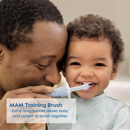 MAM Learn to Brush hambaharjakomplekt beebile (5+ kuud), sinine