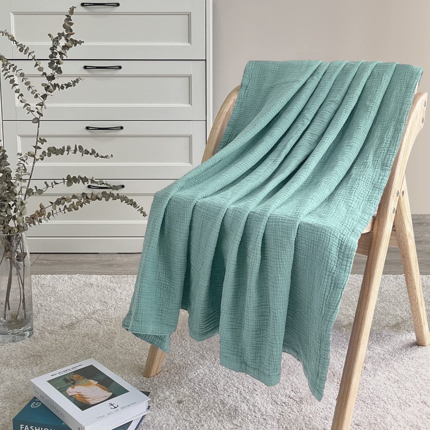 lulumoon musliintekk beebile 120 × 120 cm, 4-kihiline puuvill – Sage