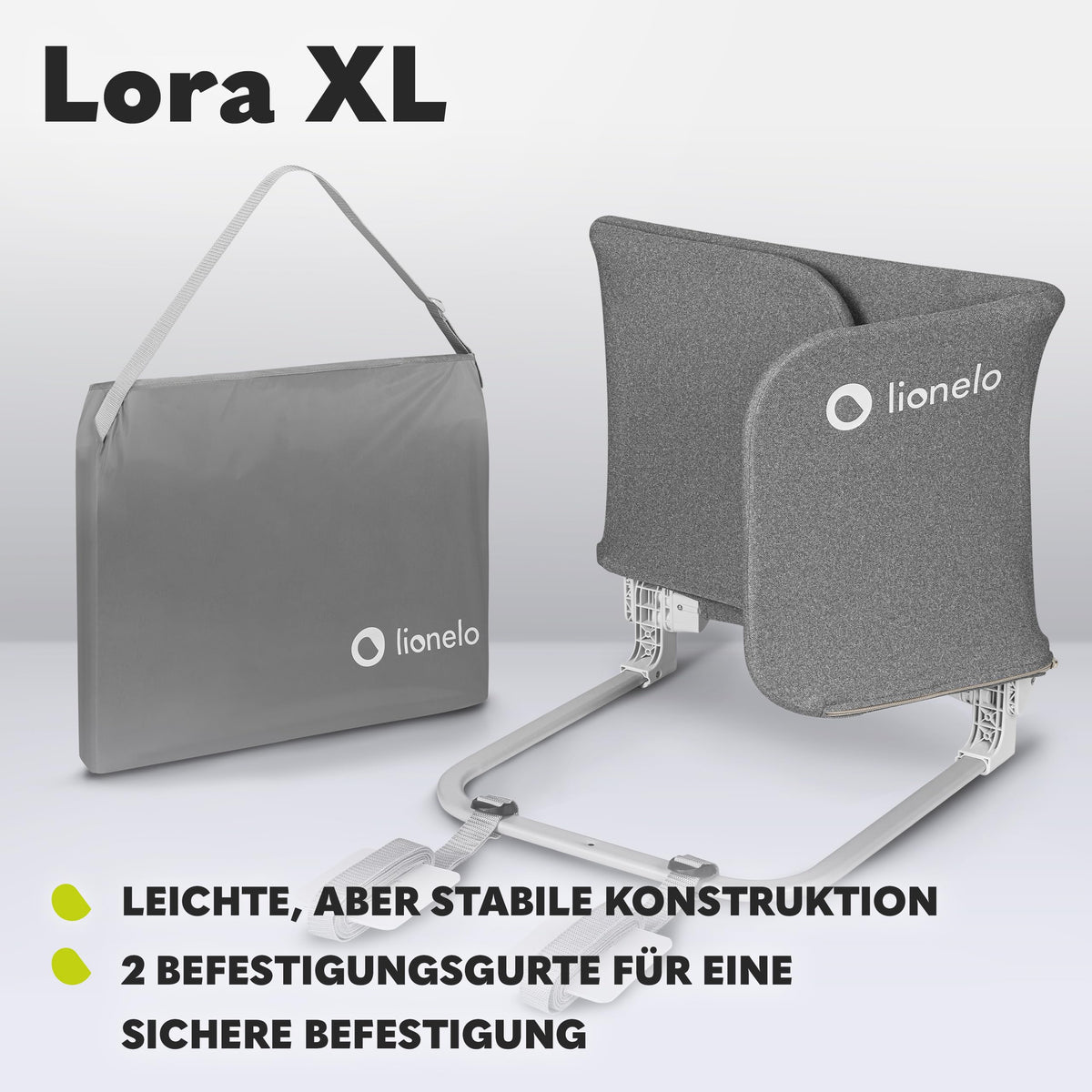 Lionelo Lora XL sängynlaita, harmaa, 45 x 150 cm