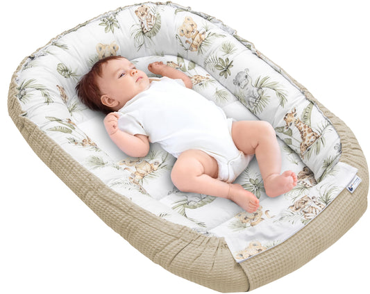 Medi Partners vauvanpesä Babynest Nestchen, Safari, 100 x 60 x 15 cm, vastasyntyneelle