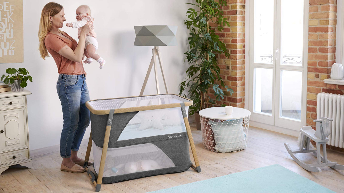 Kinderkraft SOFI 4-in-1 reisivoodi ja mänguaedik, hall