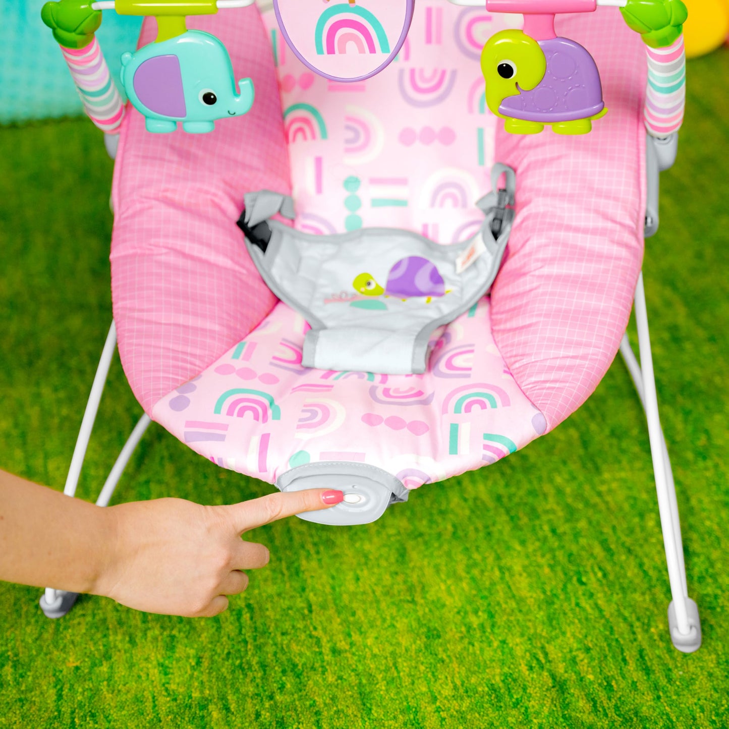 Bright Starts Pink Paradise lamamistool vibratsiooniga, 0–6 kuud