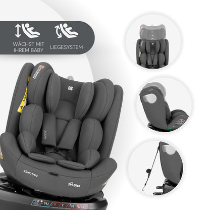 Kikka Boo turvatool i-MOOVE 2, i-SIZE, 40-150 cm, ISOFIX, 360° pöörduv, tumehall