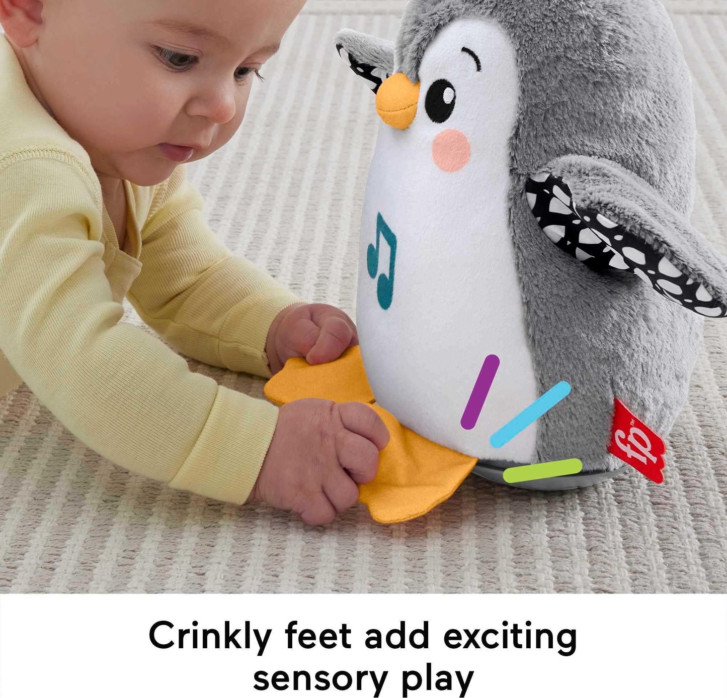 Fisher-Price Flap & Wobble Pingviin - muusikaline kõhuli mänguasi beebile