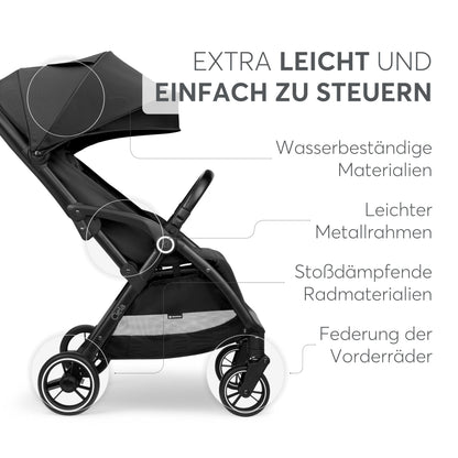 Kikka Boo CIELA kevyet matkarattaat, taittuu kokoon automaattisesti, 7,1 kg, musta, enintään 22 kg